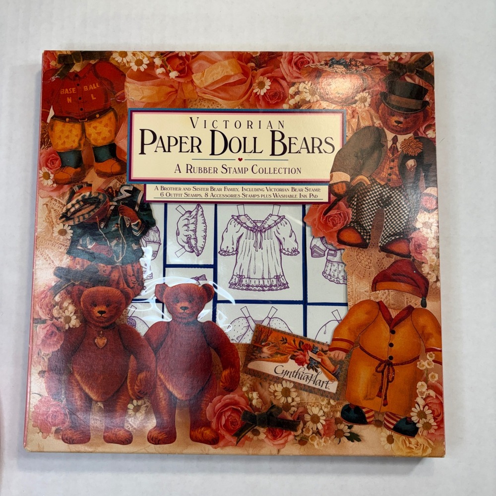 Cynthia Hart Victorian Paper Doll Bears Rubber Stamp Collection‎ 1992 Vintage